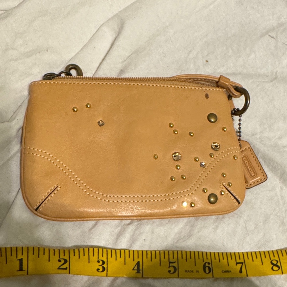 Coach Gold Studded Leather Wristlet - Picture 1 of 5